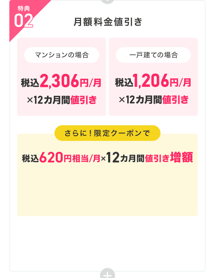 特典02：月額料金値引き