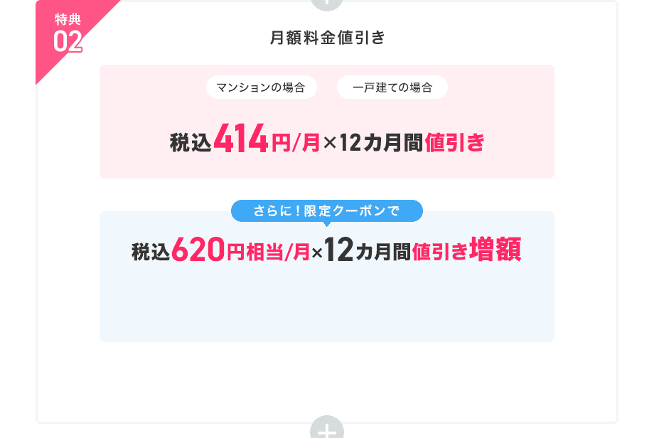 特典02：月額料金値引き