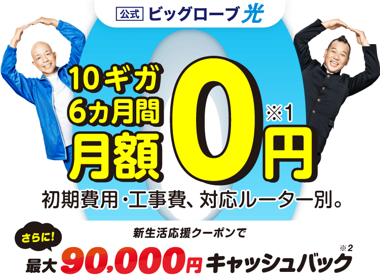 【公式】ビッグローブ光 10ギガ6カ月間 月額0円