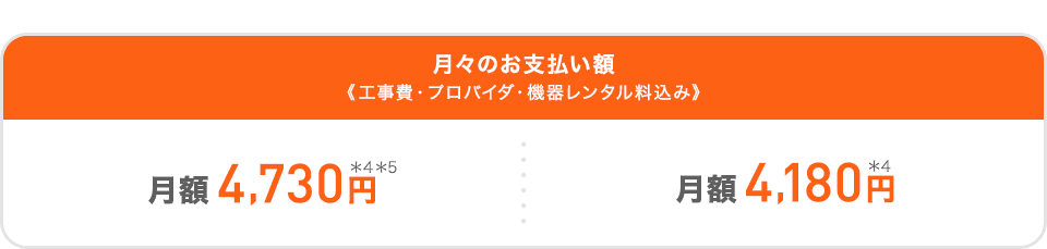 月々のお支払い額《工事費・プロバイダ込み》