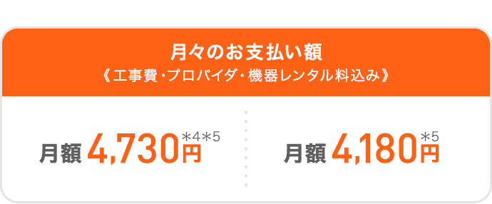 月々のお支払い額《工事費・プロバイダ込み》