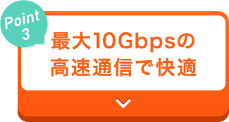 【Point3】最大10Gbpsの高速通信で快適