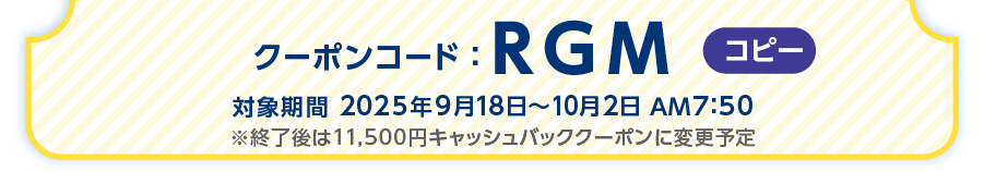 クーポンコードをご確認ください