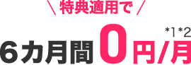 特典適用で6カ月間0円/月*1*2