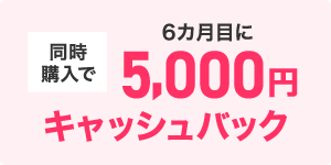 同時購入で6カ月目に5,000円キャッシュバック